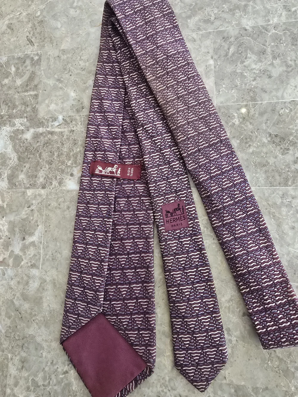 Hermes Geometric Silk Tie